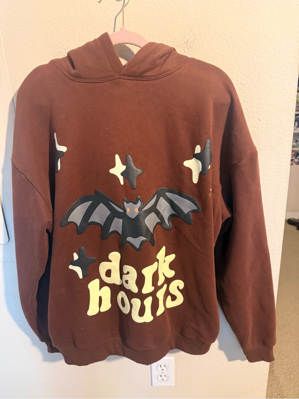 IH NOM UH NIT Dark Hours Bat Graphic Brown Hoodie Streetwear